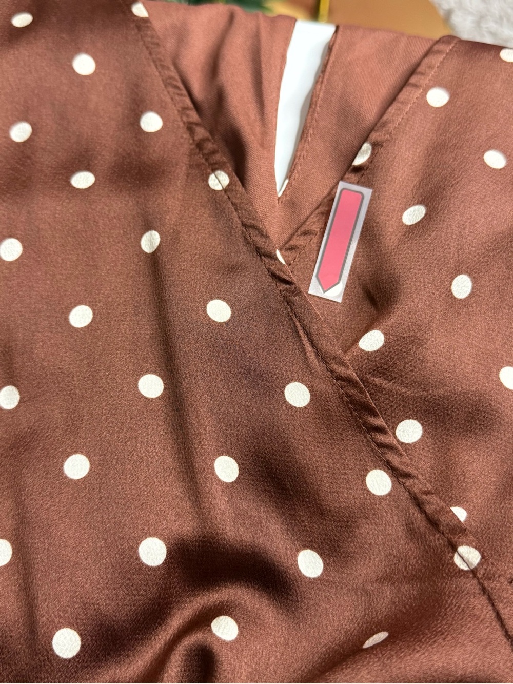 TORRID V-Neck Satin Wrap Style Dress Polka Dot Brown & White Sz 1 - Picture 11 of 11